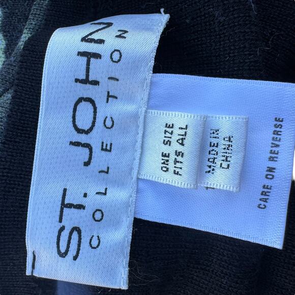 St. John OS Print Kimono Poncho Black Reversible-Style Tunic Oversize Cover Up - Picture 7 of 9